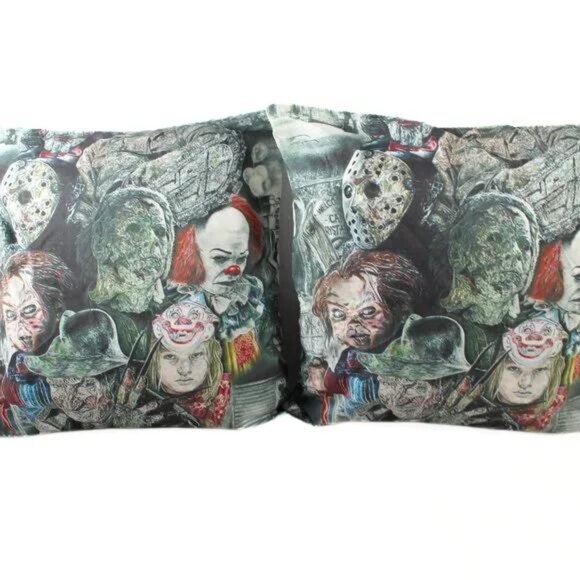 Horror Movie Villain Toss Pillow Covers Set of 2 Halloween Goth Aesthetic 17x17 - Picture 1 of 9